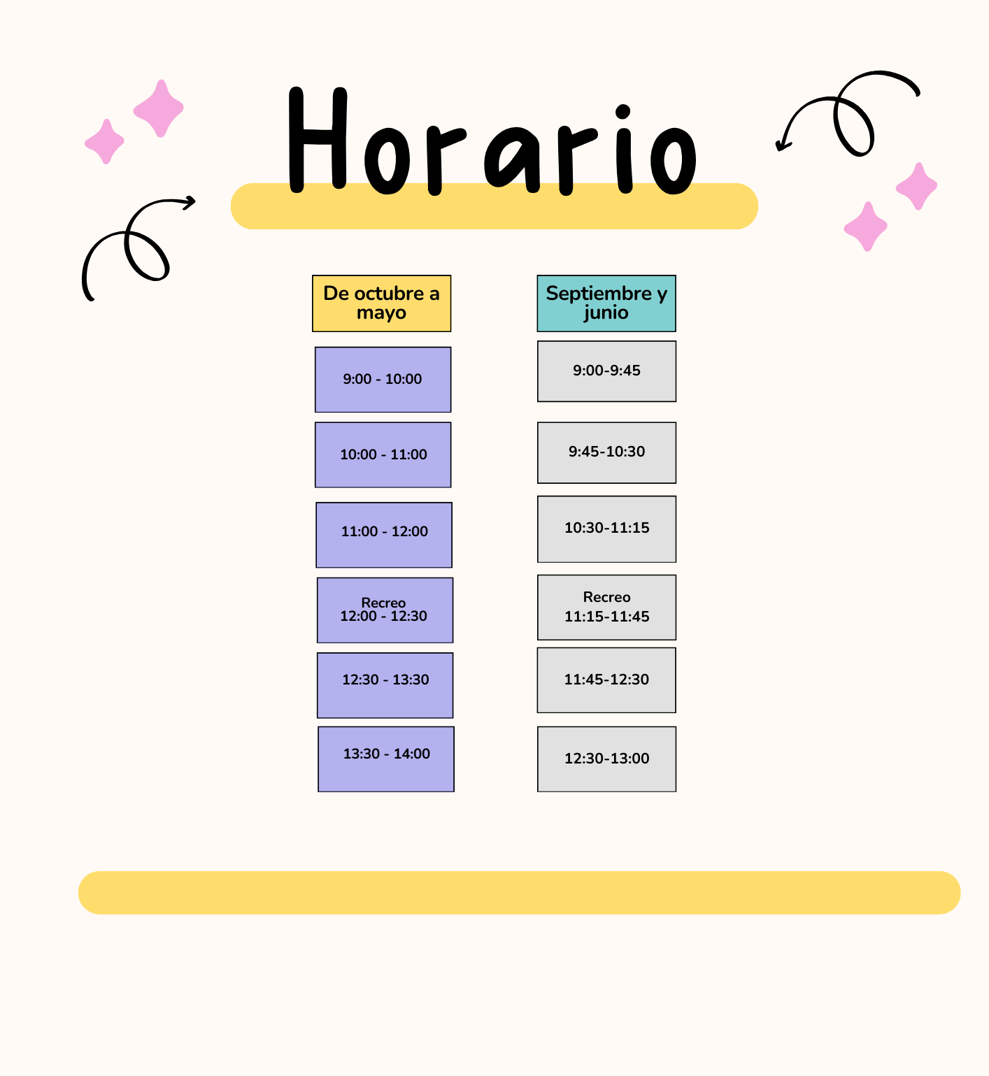 horario sesiones